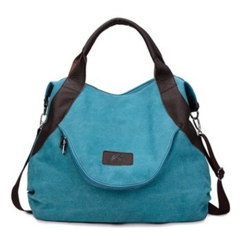 NWT Blue & Walnut Canvas Hobo by JellyYoo